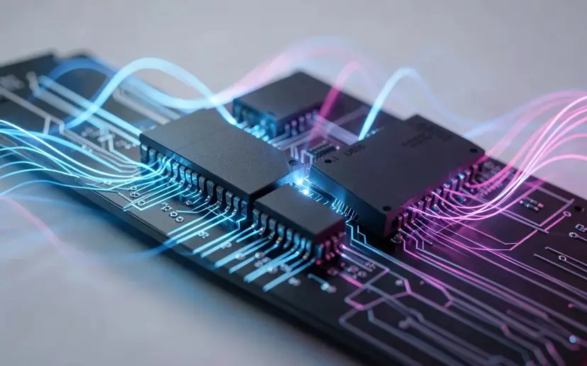 RAM gecikmesi nedir? — Abstract editorial illustration about computer hardware and memory, purely visual metaphor